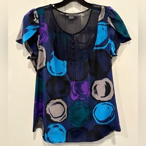 A/X Armani Exchange Vintage 100% Silk Abstract Polka Dot Blouse